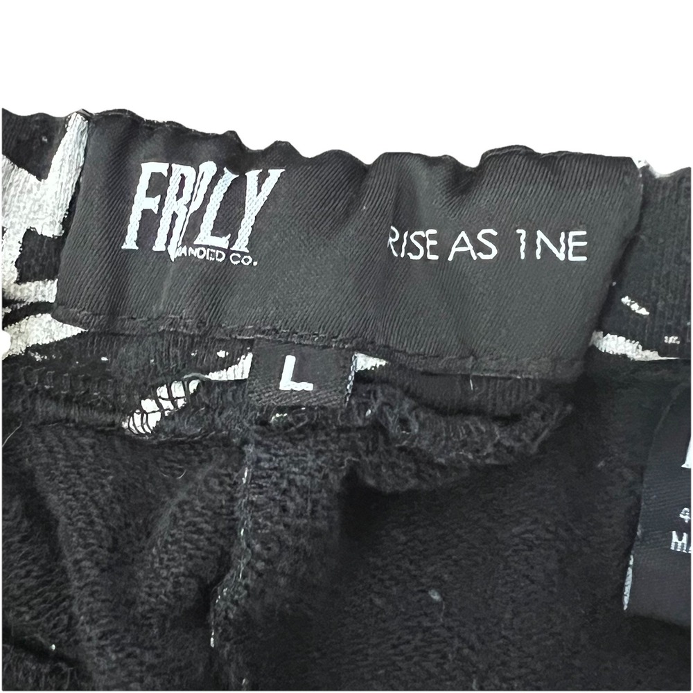 FRPLY Black Gray L Graphic All Over Print pants joggers Streetwear Skater Y2K - Picture 6 of 10